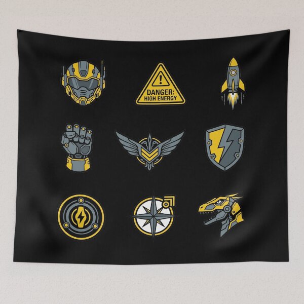 Item preview, Sci-Fi Mecha Badges Cyberpunk Tactical Yellow Gamer Sticker Pack designed and sold by mood-draftsman.
