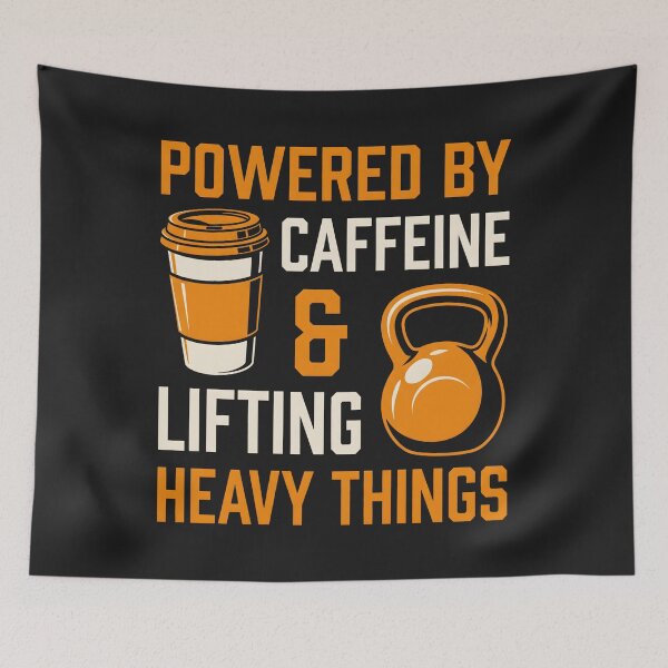Item preview, Powered By Caffeine And Lifting - Fitness Coffee Weightlifting designed and sold by SplashTastic.