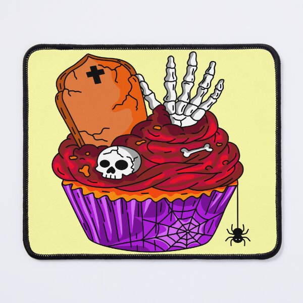 Item preview, Cute Halloween Horror Bakery Cake Topped with Skull Witch Hat and Eyeball Cartoon Vector Illustration designed and sold by RS4you.