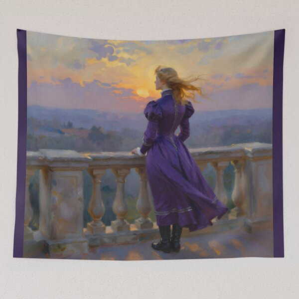 Item preview, Victorian Woman in Purple Dress at Sunset designed and sold by Zeph1.