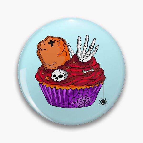 Item preview, Cute Halloween Horror Bakery Cake Topped with Skull Witch Hat and Eyeball Cartoon Vector Illustration designed and sold by RS4you.