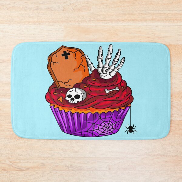 Item preview, Cute Halloween Horror Bakery Cake Topped with Skull Witch Hat and Eyeball Cartoon Vector Illustration designed and sold by RS4you.