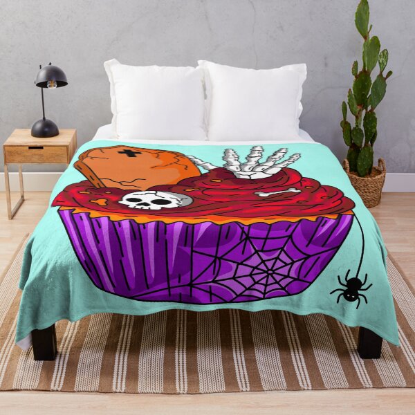 Item preview, Cute Halloween Horror Bakery Cake Topped with Skull Witch Hat and Eyeball Cartoon Vector Illustration designed and sold by RS4you.