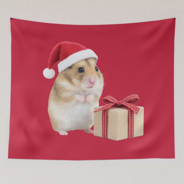 Item preview, Christmas Santa Hat Hamster Holiday Illustration designed and sold by bosamji.