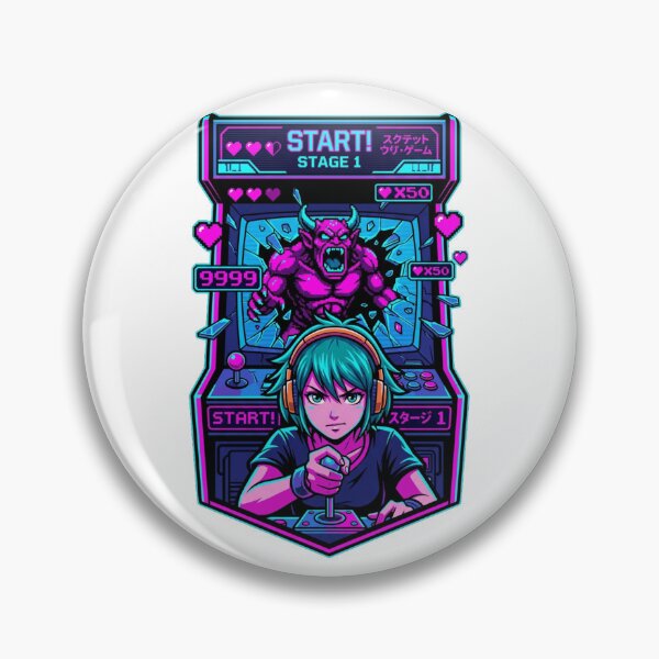 Item preview, Retro Arcade Gamer Girl Boss Fight Neon Synthwave Anime Aesthetic designed and sold by mood-draftsman.