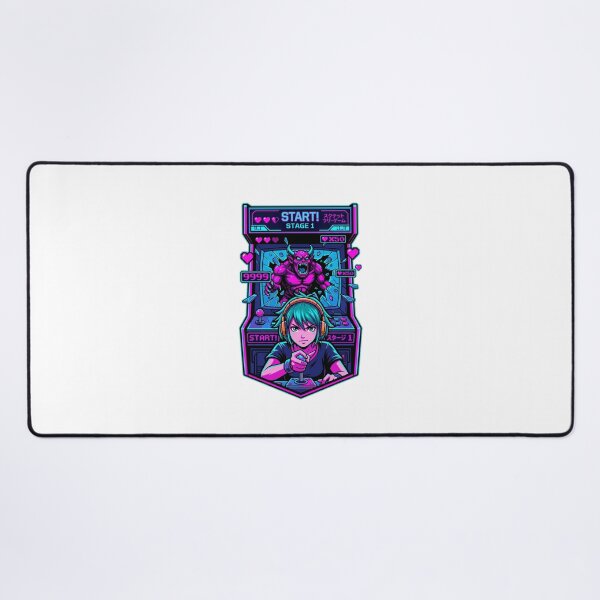 Item preview, Retro Arcade Gamer Girl Boss Fight Neon Synthwave Anime Aesthetic designed and sold by mood-draftsman.