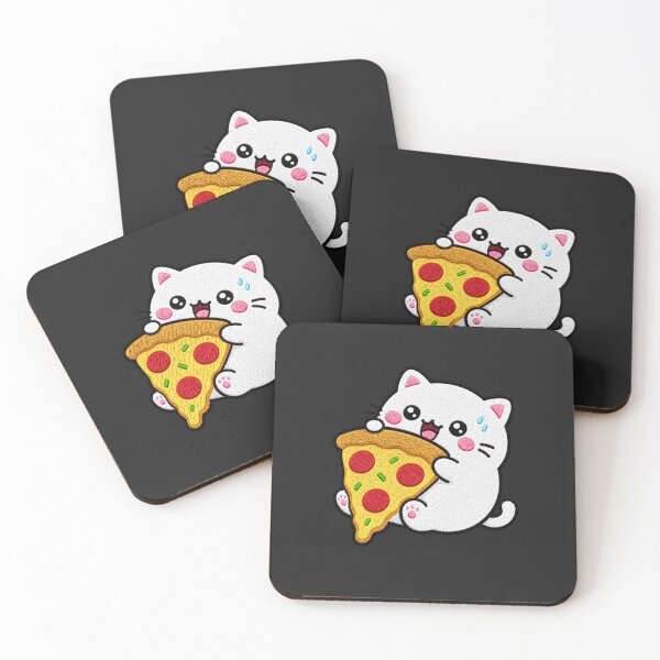Item preview, Chubby Cat Holding Pizza Kawaii Embroidery Patch designed and sold by ColorSplash123.