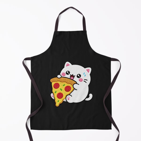Item preview, Chubby Cat Holding Pizza Kawaii Embroidery Patch designed and sold by ColorSplash123.