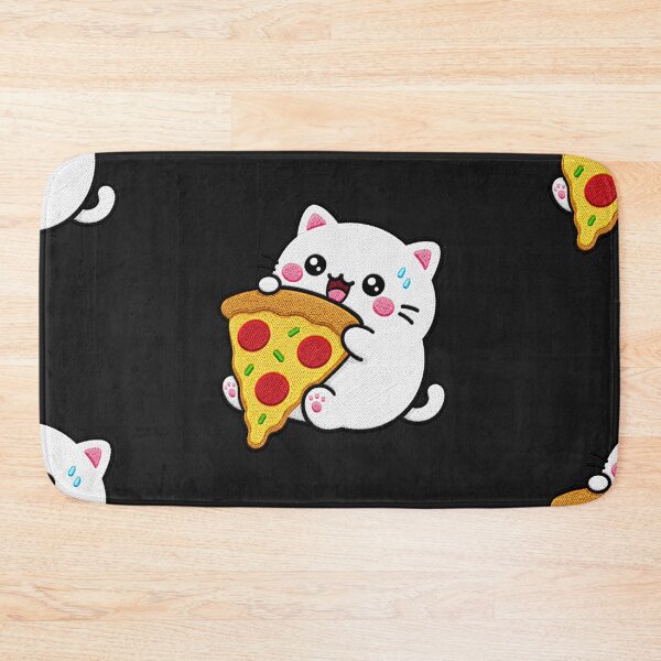 Item preview, Chubby Cat Holding Pizza Kawaii Embroidery Patch designed and sold by ColorSplash123.