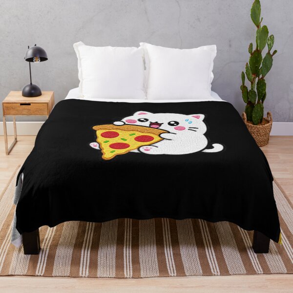 Item preview, Chubby Cat Holding Pizza Kawaii Embroidery Patch designed and sold by ColorSplash123.