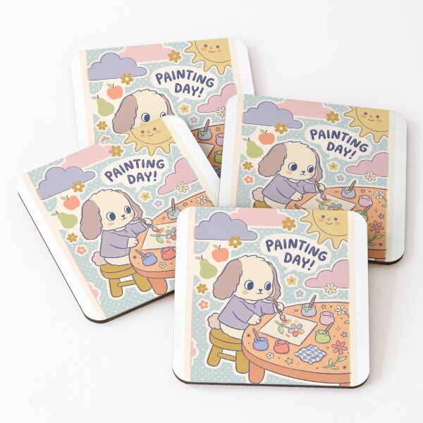 Item preview, Cute Bunny Painting Flowers – Cozy Artist Rabbit Illustration designed and sold by Cherry Dreams.