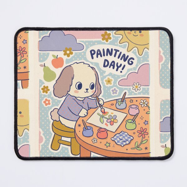Item preview, Cute Bunny Painting Flowers – Cozy Artist Rabbit Illustration designed and sold by Cherry Dreams.