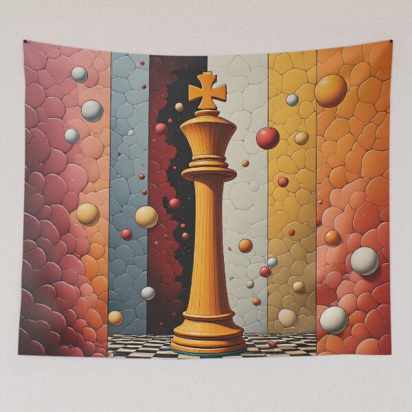 Item preview, King in a surreal chess game with colorful backgrounds designed and sold by Mianku | Für das Leben.