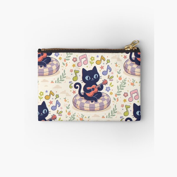 Item preview, Black Cat Playing Ukulele – Cute Retro Cat Illustration designed and sold by Cherry Dreams.