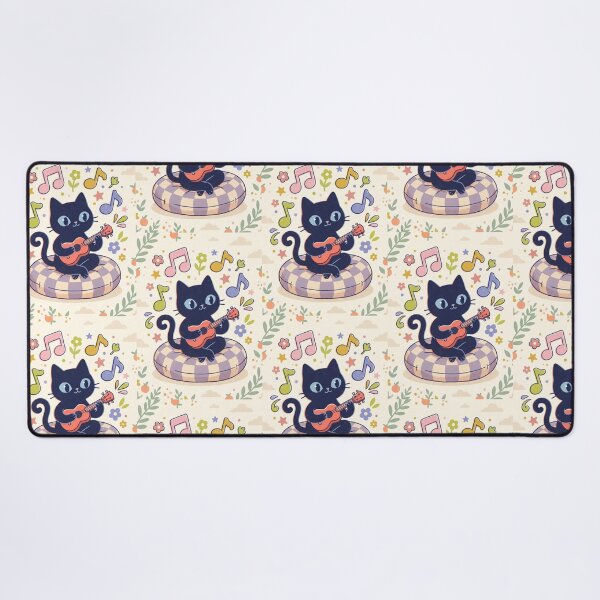 Item preview, Black Cat Playing Ukulele – Cute Retro Cat Illustration designed and sold by Cherry Dreams.
