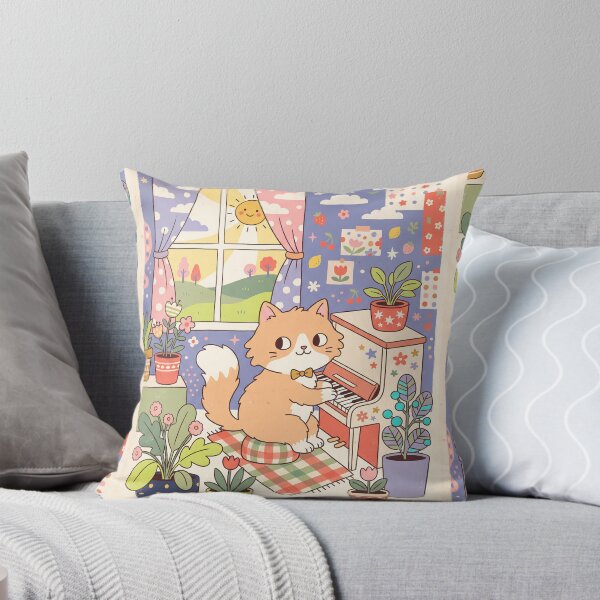 Item preview, Cute Orange Cat Playing Piano – Cozy Music Cat Illustration designed and sold by Cherry Dreams.