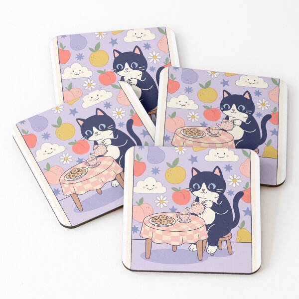 Item preview, Tuxedo Cat Tea Party – Cute Cozy Vintage Cat Illustration designed and sold by Cherry Dreams.