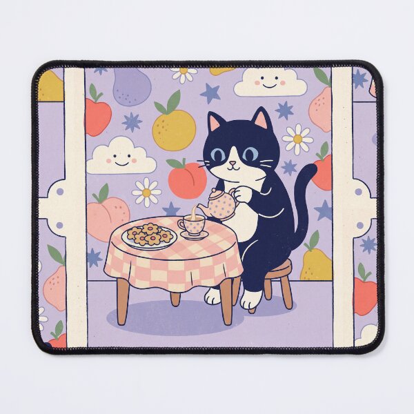 Item preview, Tuxedo Cat Tea Party – Cute Cozy Vintage Cat Illustration designed and sold by Cherry Dreams.