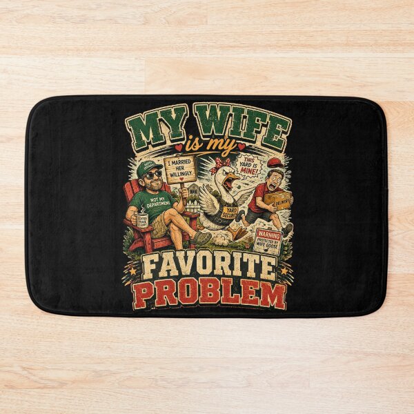 Item preview, My Wife Is My Favorite Problem Funny Angry Goose Guard Wife Husband Humor designed and sold by BumbleBloom7.