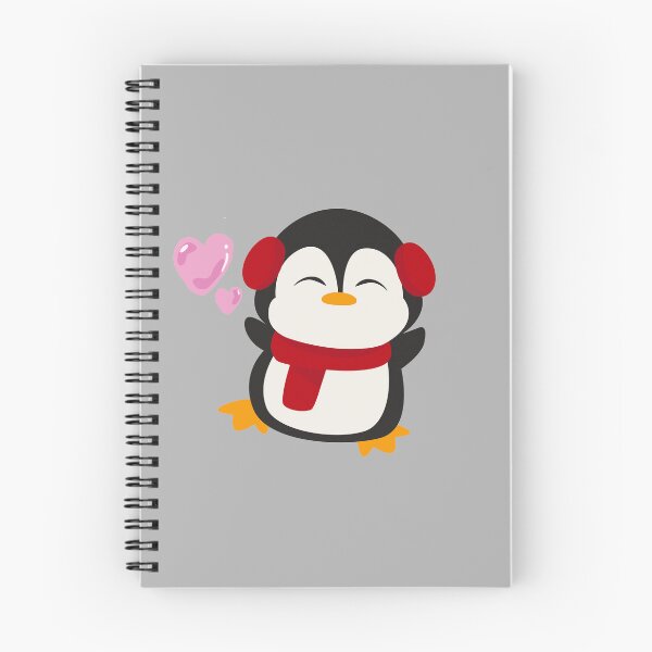 Item preview, Cute Penguin with Red Earmuffs and Hearts - Kawaii Winter Animal Illustration designed and sold by WhiskerandQuill.