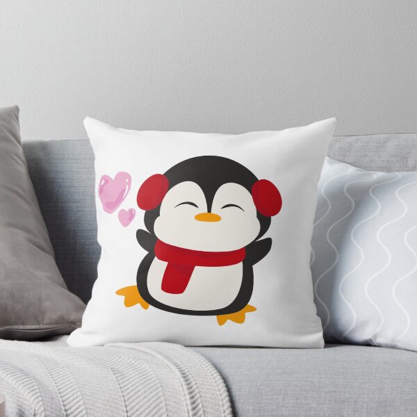 Item preview, Cute Penguin with Red Earmuffs and Hearts - Kawaii Winter Animal Illustration designed and sold by WhiskerandQuill.