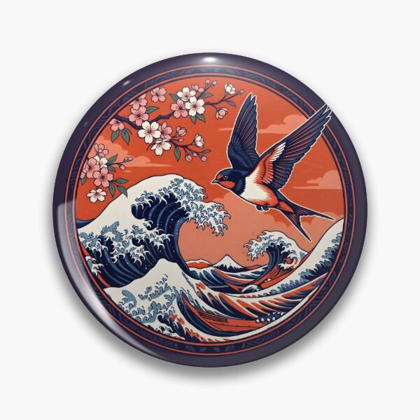 Item preview, Japanese Woodblock Wave - Ukiyo-e Swallow Japanese Art designed and sold by SplashTastic.