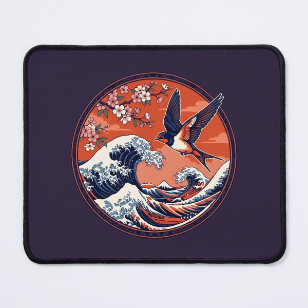 Item preview, Japanese Woodblock Wave - Ukiyo-e Swallow Japanese Art designed and sold by SplashTastic.