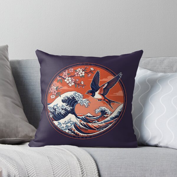 Item preview, Japanese Woodblock Wave - Ukiyo-e Swallow Japanese Art designed and sold by SplashTastic.