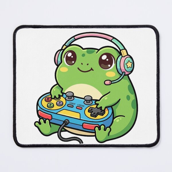 Item preview, Cute Gamer Frog Kawaii Retro Gaming Headset Controller Pastel Aesthetic designed and sold by mood-draftsman.