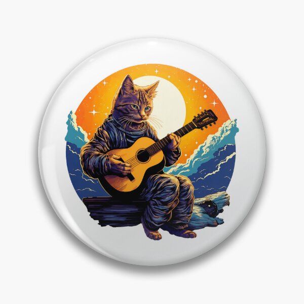 Item preview, Cosmic Cat Guitarist Sunset Art designed and sold by OlyvieArt.
