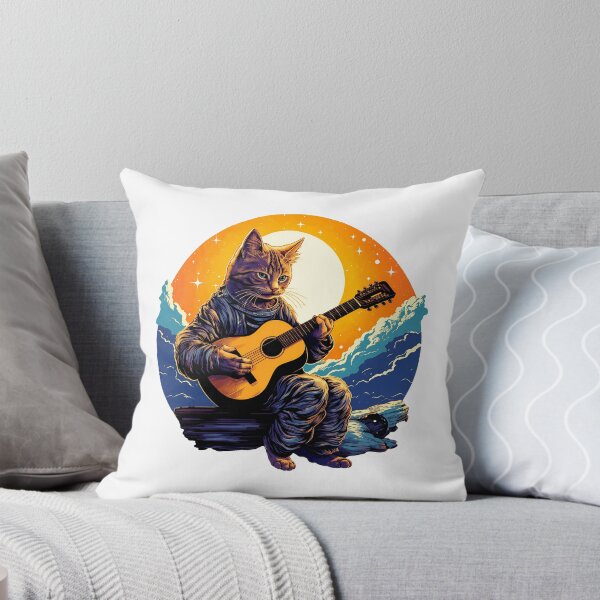 Item preview, Cosmic Cat Guitarist Sunset Art designed and sold by OlyvieArt.