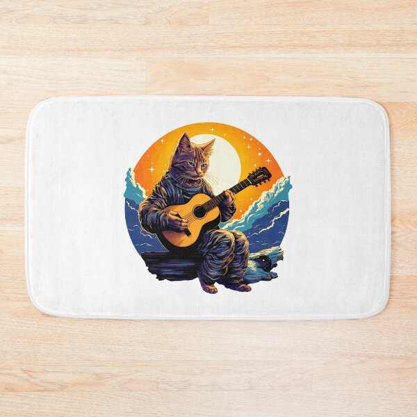 Item preview, Cosmic Cat Guitarist Sunset Art designed and sold by OlyvieArt.
