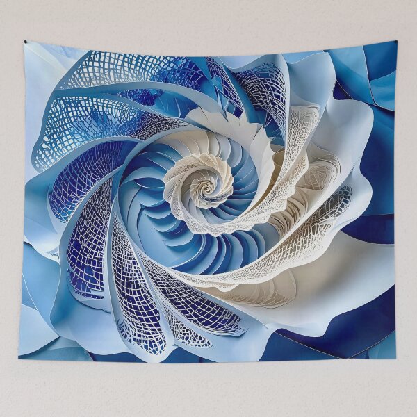 Item preview, Intricate Blue and White Spiral  designed and sold by Vicky Brago-Mitchell®.
