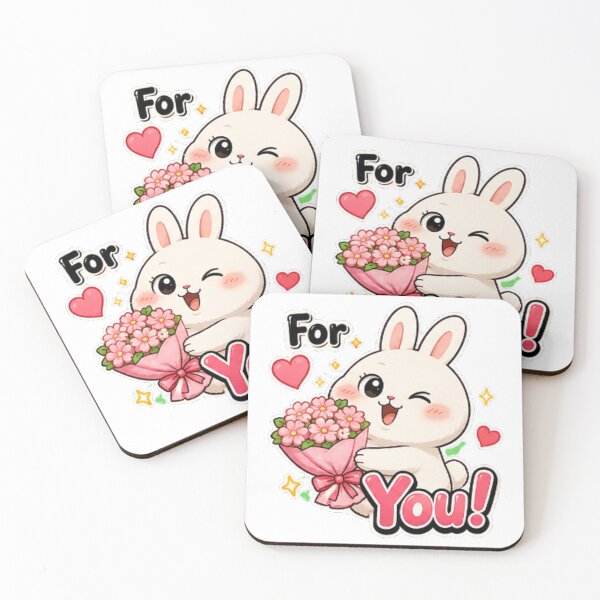 Item preview, cute Bunny with Flowers For You Sticker designed and sold by BestBayCA.