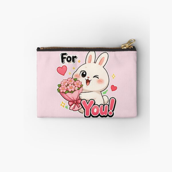 Item preview, cute Bunny with Flowers For You Sticker designed and sold by BestBayCA.