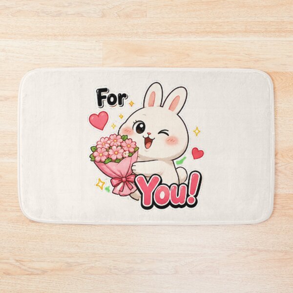 Item preview, cute Bunny with Flowers For You Sticker designed and sold by BestBayCA.