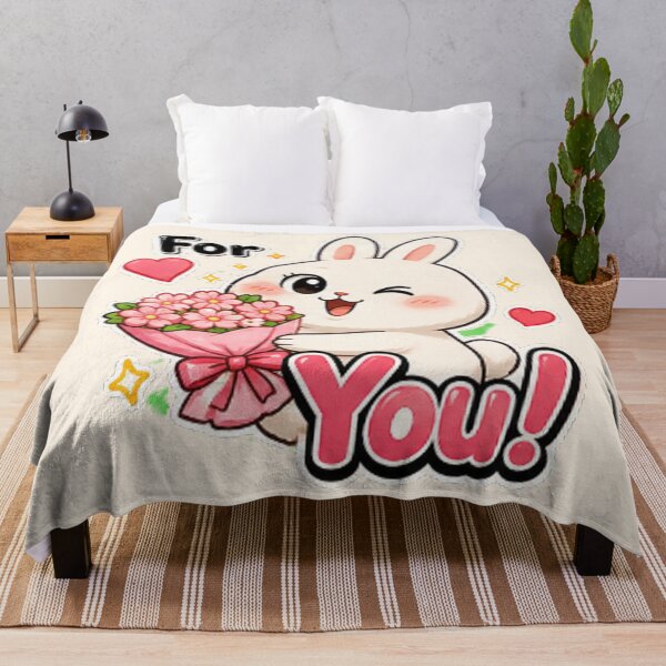 Item preview, cute Bunny with Flowers For You Sticker designed and sold by BestBayCA.