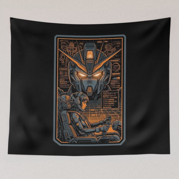 Item preview, Sci-Fi Anime Mecha Pilot Cockpit Cyberpunk Amber HUD Blueprint Aesthetic designed and sold by mood-draftsman.