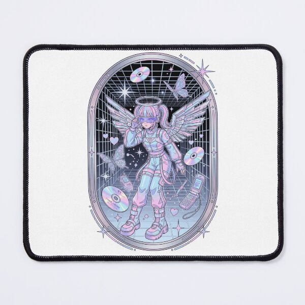 Item preview, Y2K Cyber Angel Holographic Pastel Anime Girl 2000s Techwear Aesthetic designed and sold by mood-draftsman.