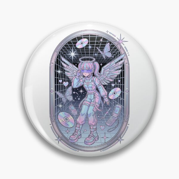 Item preview, Y2K Cyber Angel Holographic Pastel Anime Girl 2000s Techwear Aesthetic designed and sold by mood-draftsman.