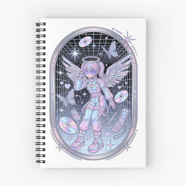 Item preview, Y2K Cyber Angel Holographic Pastel Anime Girl 2000s Techwear Aesthetic designed and sold by mood-draftsman.
