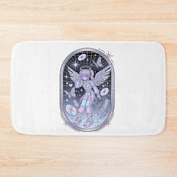 Item preview, Y2K Cyber Angel Holographic Pastel Anime Girl 2000s Techwear Aesthetic designed and sold by mood-draftsman.