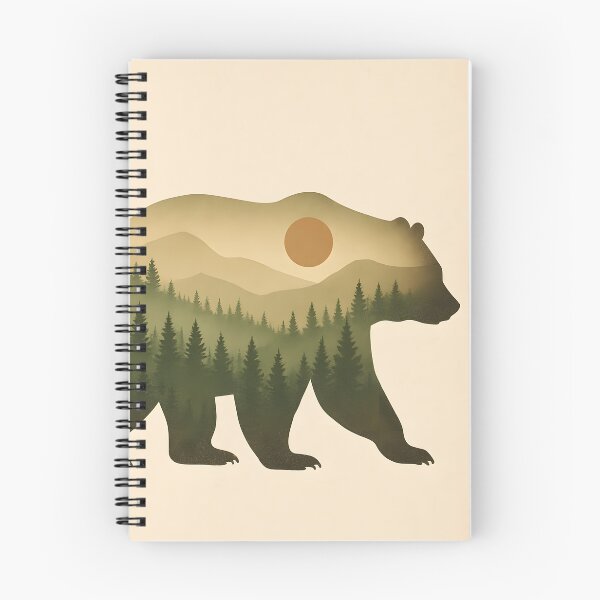 Item preview, Bear Silhouette with Forest and Mountains, Rustic Nature Wall Art designed and sold by NarjaShop.