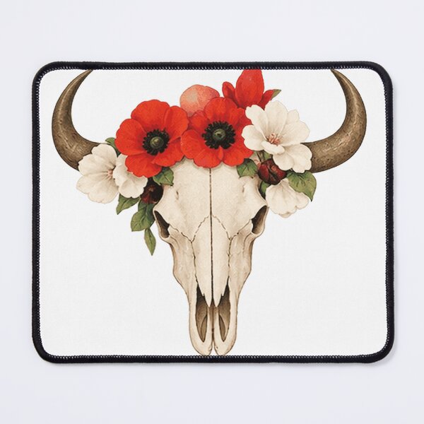 Item preview, Georgia O'Keeffe Skull with Flowers designed and sold by erkinmaddison.