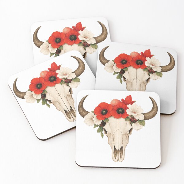 Item preview, Georgia O'Keeffe Skull with Flowers designed and sold by erkinmaddison.