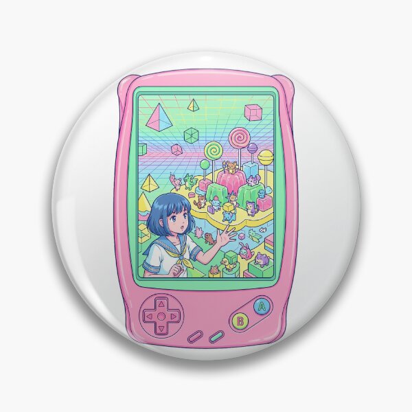 Item preview, Retro Handheld Console 90s Anime Girl Vaporwave Candy World Aesthetic designed and sold by mood-draftsman.