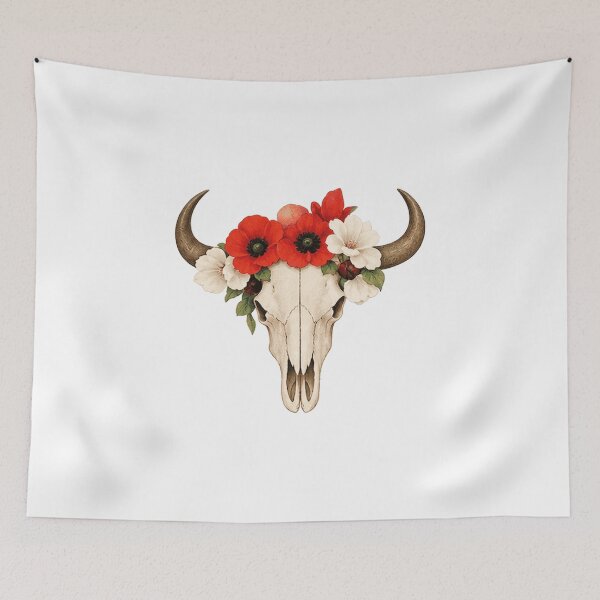 Item preview, Georgia O'Keeffe Skull with Flowers designed and sold by erkinmaddison.