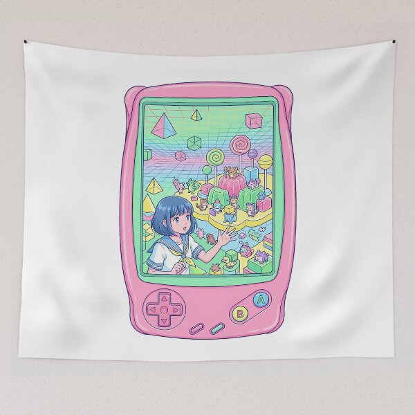 Item preview, Retro Handheld Console 90s Anime Girl Vaporwave Candy World Aesthetic designed and sold by mood-draftsman.