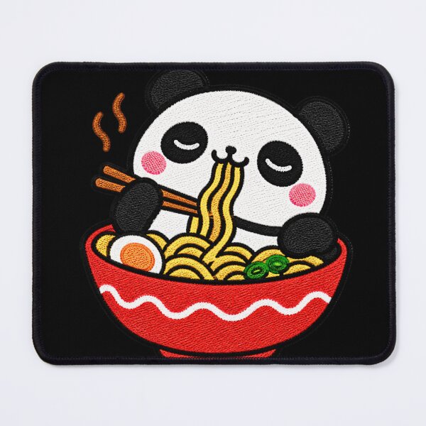 Item preview, Lazy Panda Eating Noodles Kawaii Embroidery Patch designed and sold by ColorSplash123.