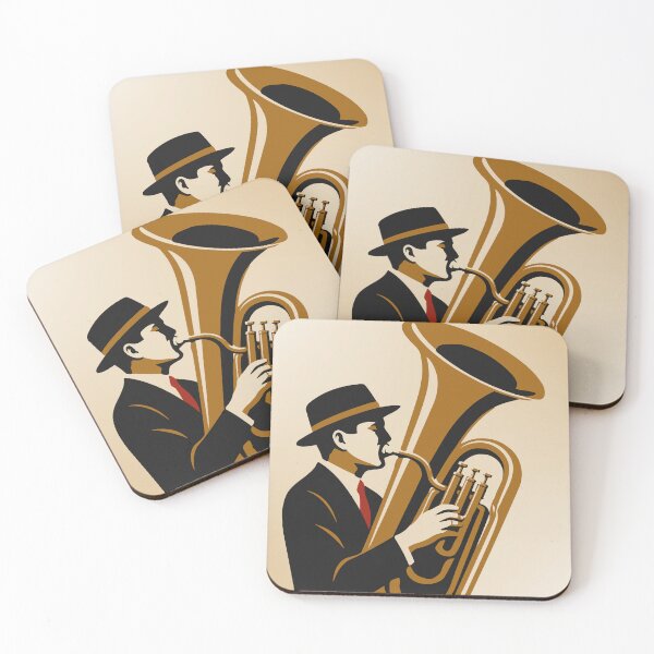 Item preview, The Tuba Player | Vintage Jazz Music Art | Brass Musician Decor | Retro Art Deco Tuba Print designed and sold by Studio pod Burom.